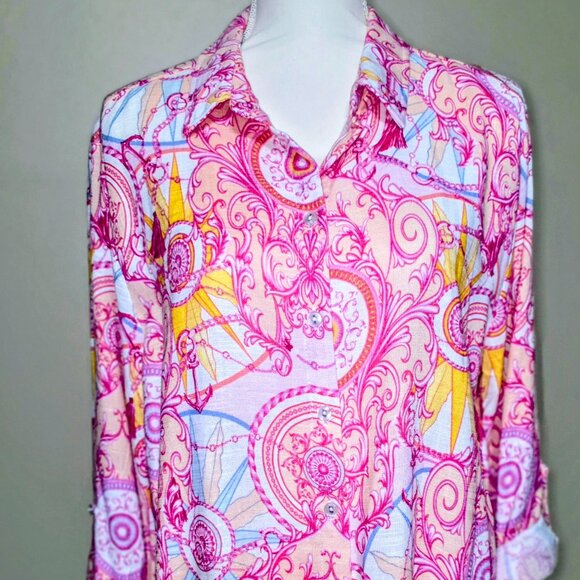 Jane + Delancey Printed Button-Up Blouse - Picture 2 of 5